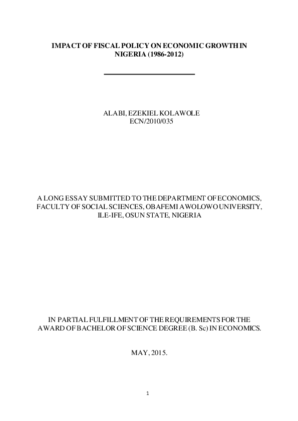 (PDF) Impact of Fiscal Policy on Economic Growth in Nigeria (1986 ...