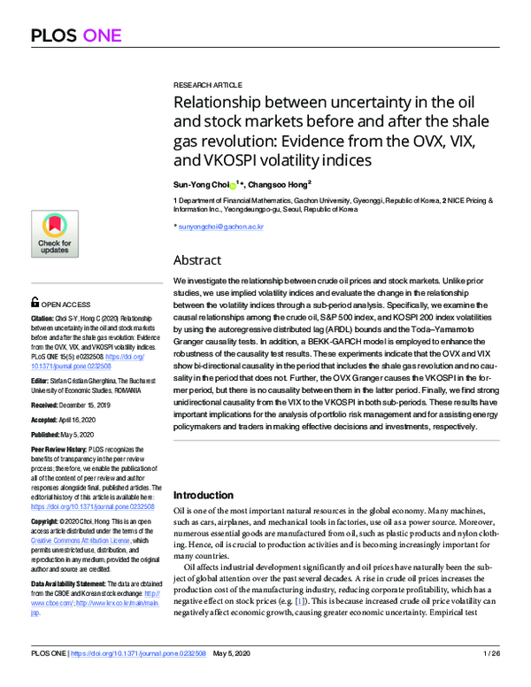 (PDF) Relationship between uncertainty in the oil and stock markets ...