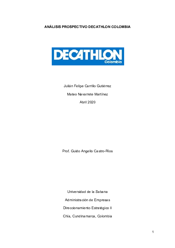 DOC) ANÁLISIS PROSPECTIVO DECATHLON COLOMBIA | Mateo Navarrete Martínez -  Academia.edu