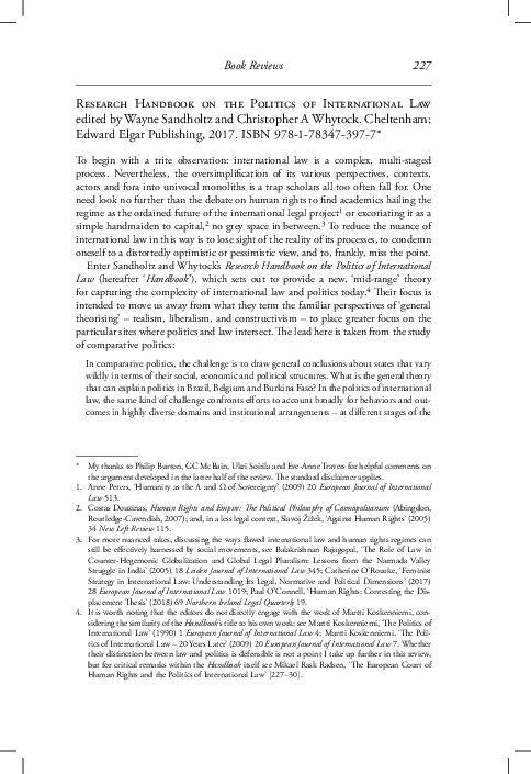 (PDF) Review of RESEARCH HANDBOOK ON THE POLITICS OF INTERNATIONAL LAW ...
