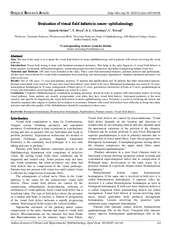 (PDF) Evaluation of visual field defects in neuro- ophthalmology