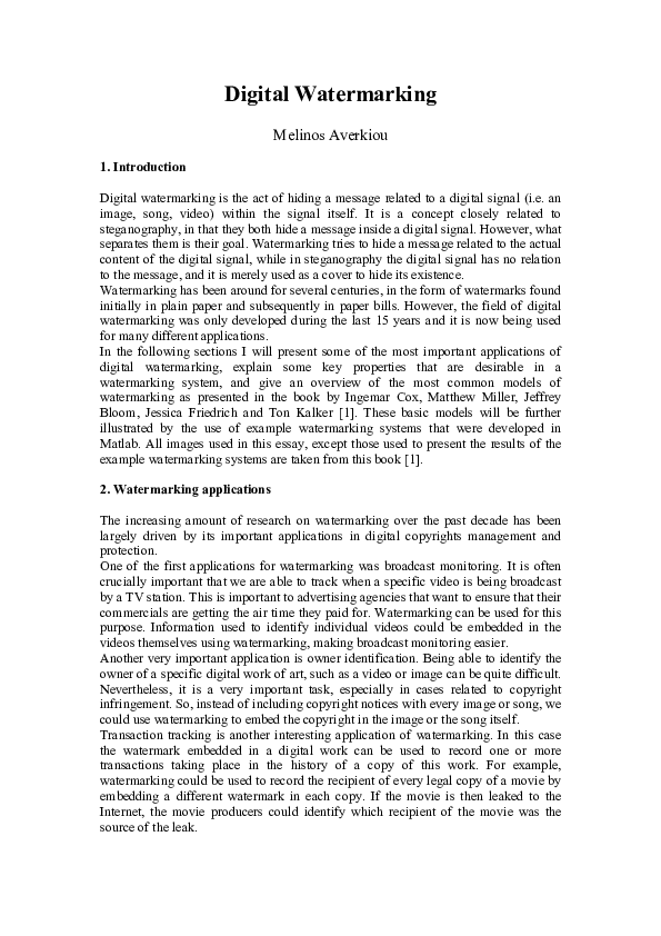 (PDF) Digital Watermarking
