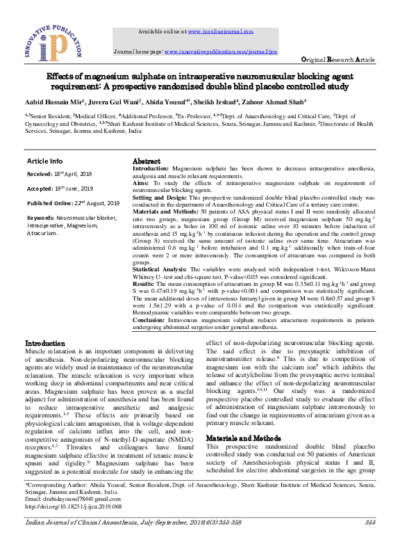 (PDF) Magnesium sulphate replacement therapy in cardiac surgery patients A systematic review
