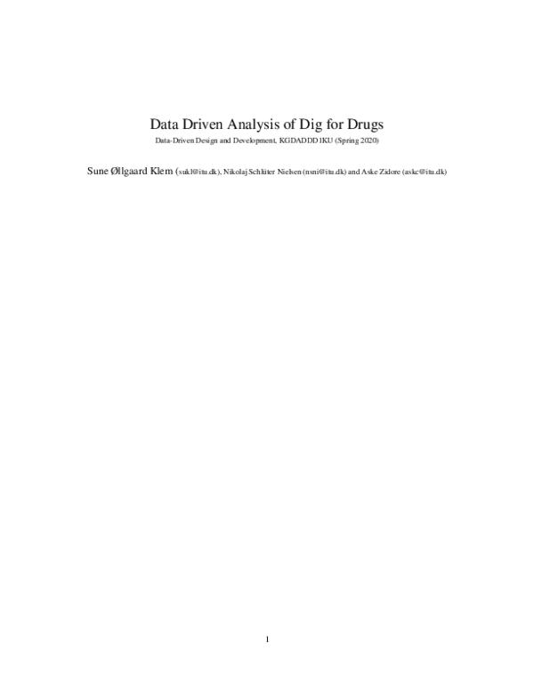 (PDF) Data Driven Analysis of Dig for Drugs