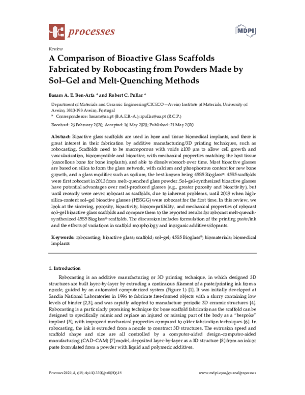 (PDF) A Comparison of Bioactive Glass Scaffolds Fabricated by ...