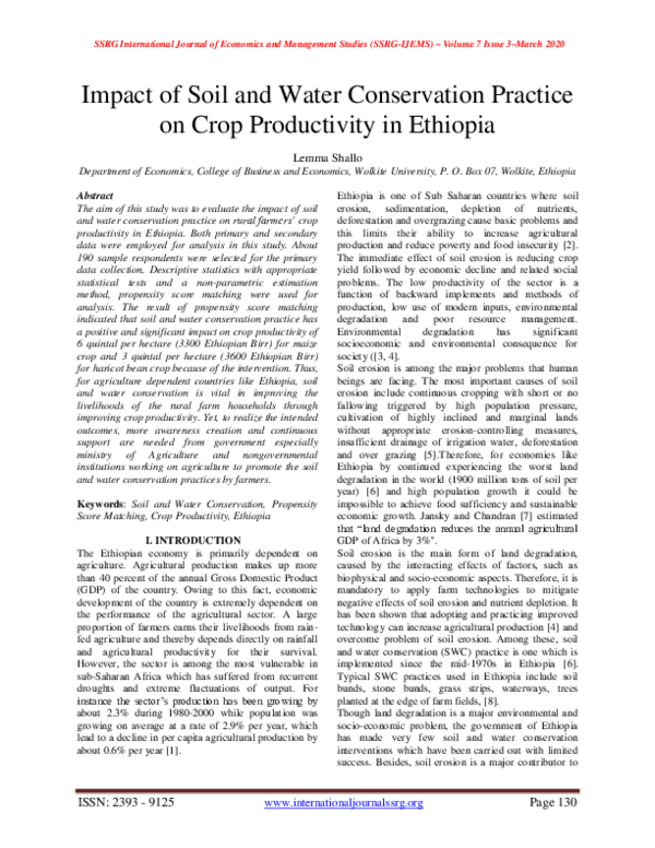 (PDF) Impact of Soil and Water Conservation Practice on Crop ...