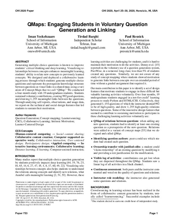 (PDF) QMaps: Engaging Students in Voluntary Question Generation and Linking