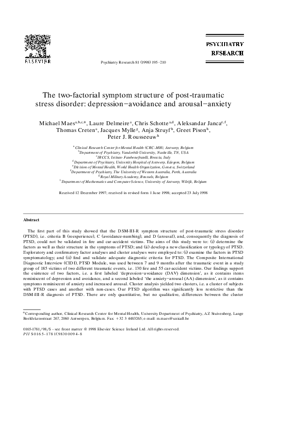 (PDF) The two-factorial symptom structure of post-traumatic stress ...