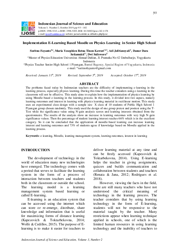 (PDF) Implementation E-Learning Based Moodle on Physics Learning in ...