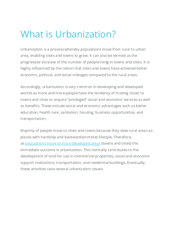 What Is Urbanization In Simple Words