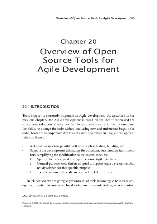 (PDF) Overview of Open Source Tools for Agile Development