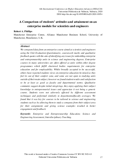 (PDF) A Comparison of students’ attitudes and attainment on an ...
