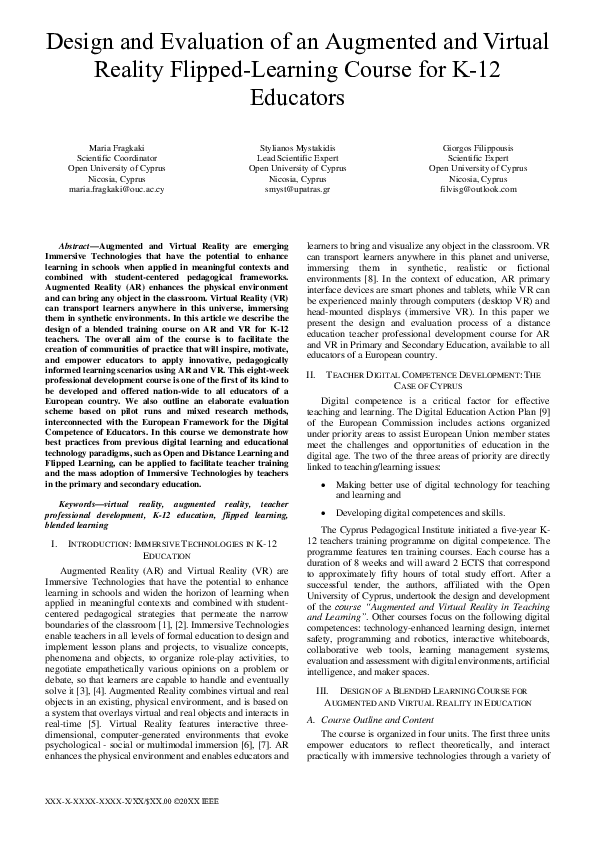 (PDF) Design and Evaluation of an Augmented and Virtual Reality Flipped ...