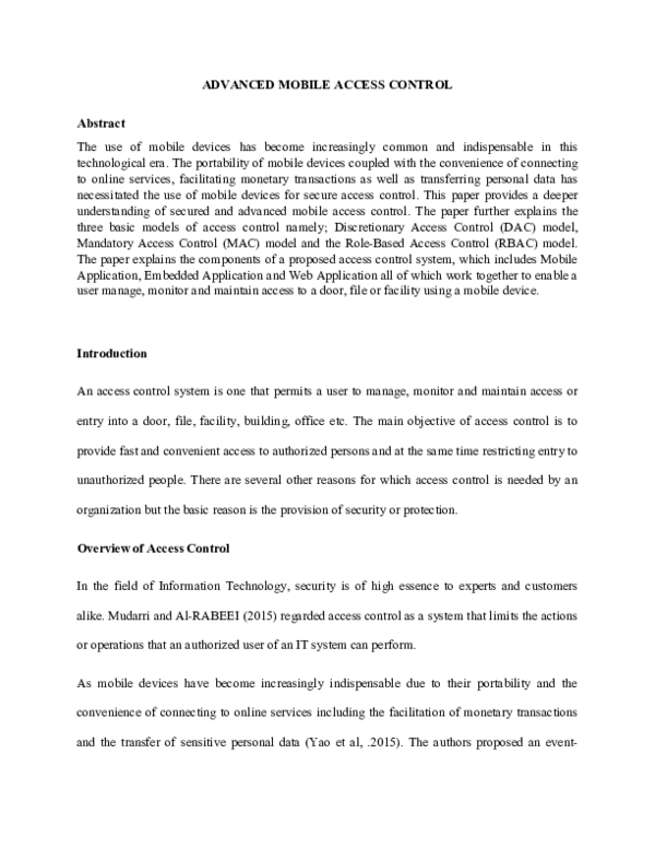(PDF) ADVANCED MOBILE ACCESS CONTROL