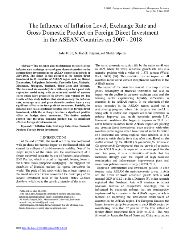 (PDF) The Influence of Inflation Level, Exchange Rate and Gross ...