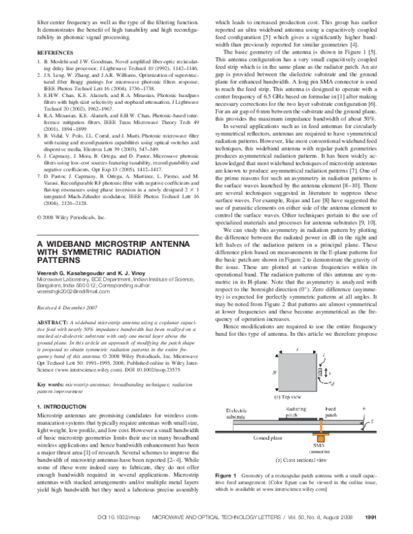 (PDF) A wideband microstrip antenna with symmetric radiation patterns