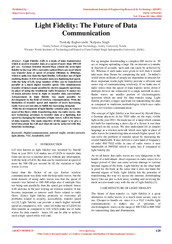 (PDF) Light Fidelity: The Future of Data Communication