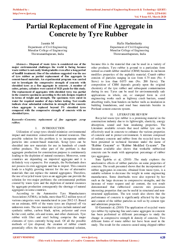 (PDF) IJERT-Partial Replacement of Fine Aggregate in Concrete by Tyre ...