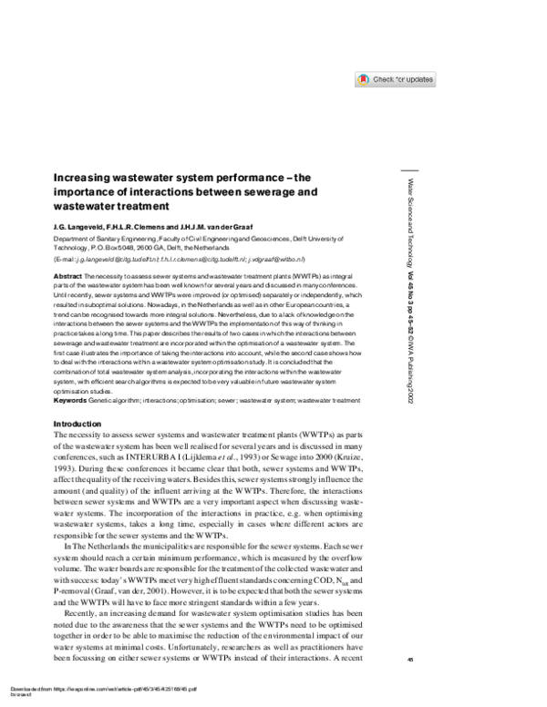 (PDF) Increasing wastewater system performance The importance of