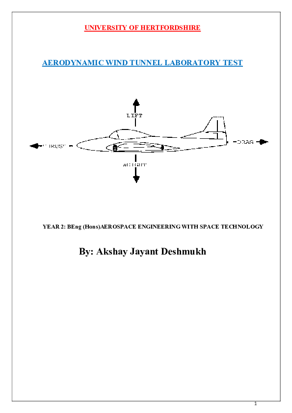 (PDF) AERODYNAMIC WIND TUNNEL LABORATORY TEST YEAR 2: BEng (Hons ...