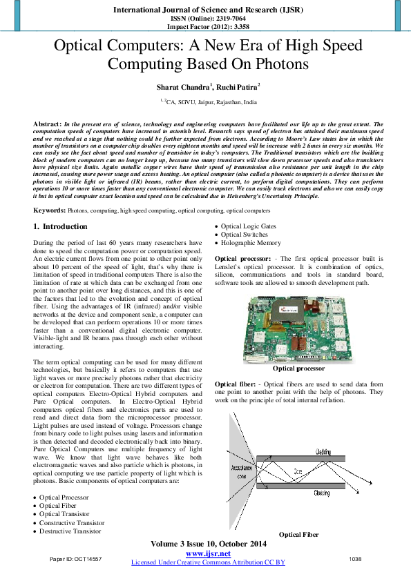 (PDF) Optical Computers: A New Era of High Speed Computing Based On Photons