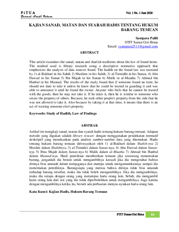 Ulumul Hadits Dan Penghimpunannya Research Papers Academia Edu