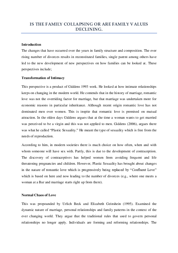 (PDF) Is the Family Collapsing or are Family Values Declining.