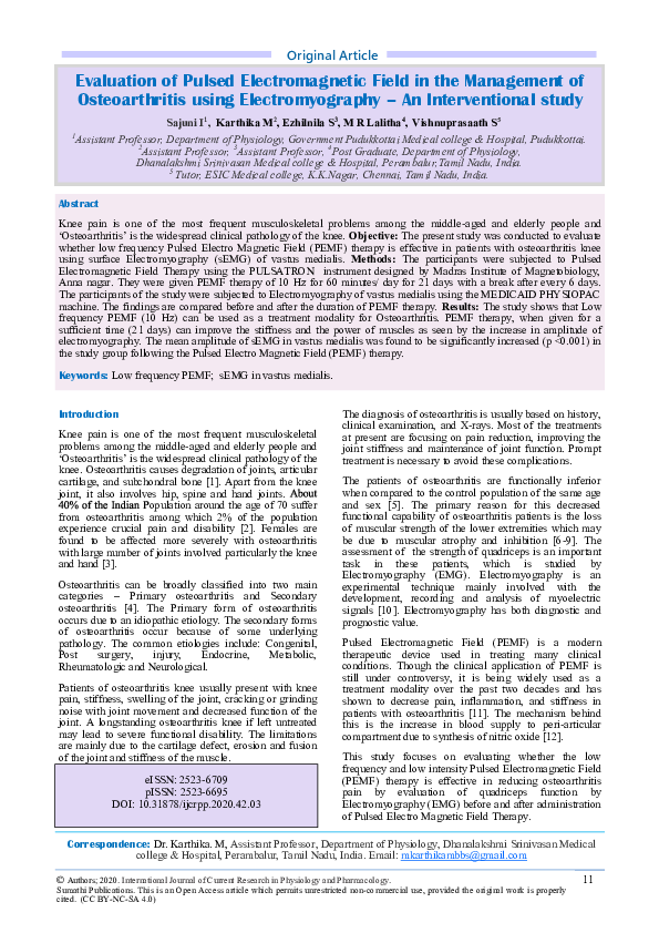 (PDF) Evaluation of Pulsed Electromagnetic Field in the Management of ...