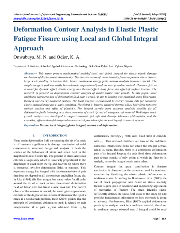 (PDF) Deformation Contour Analysis in Elastic Plastic Fatigue Fissure ...