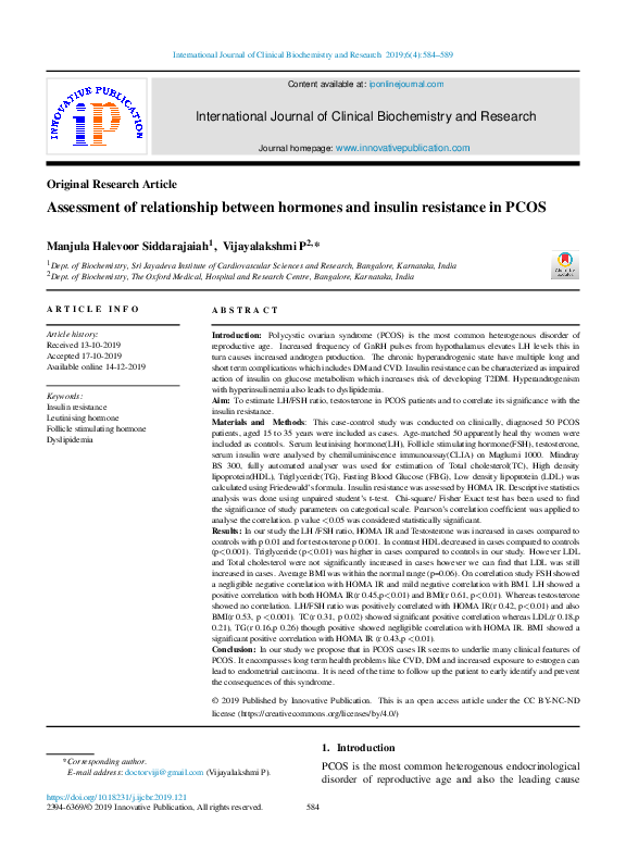 (PDF) Assessment of relationship between hormones and insulin ...