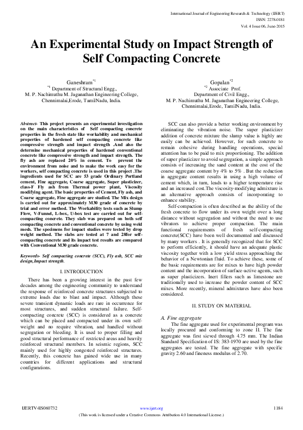 (PDF) IJERT-An Experimental Study on Impact Strength of Self Compacting ...