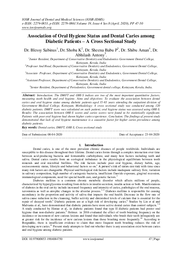 (PDF) Association of Oral Hygiene Status and Dental Caries among ...