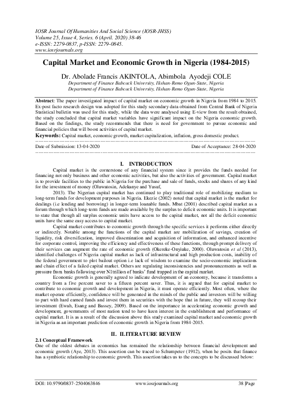 (PDF) Capital Market and Economic Growth in Nigeria (1984-2015
