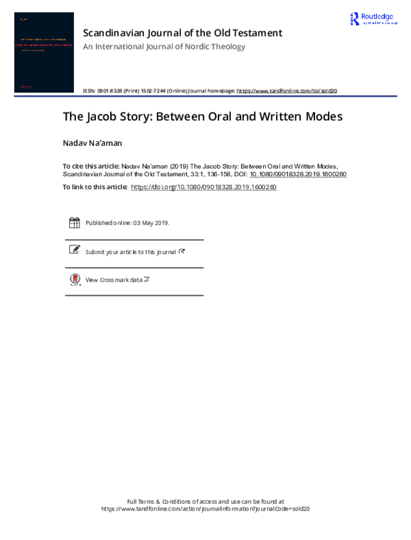 (PDF) The Jacob Story: Between Oral and Written Modes, Scandinavian ...
