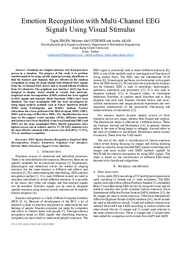 (PDF) Emotion Recognition with Multi-Channel EEG Signals Using Visual ...