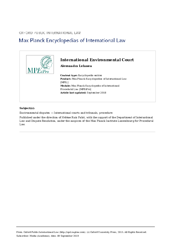 (PDF) International Environmental Court