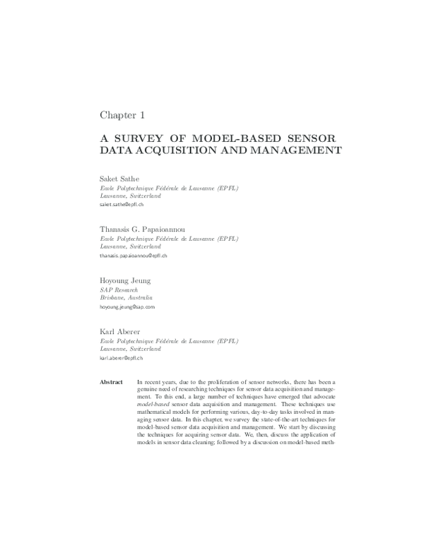 (PDF) A Survey of Model-based Sensor Data Acquisition and Management