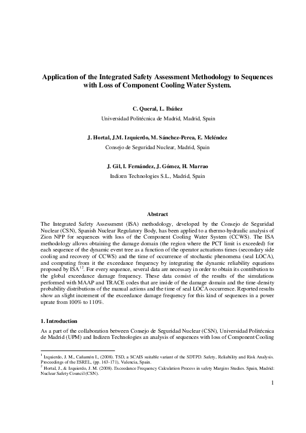 (PDF) Application of the integrated safety assessment methodology to ...