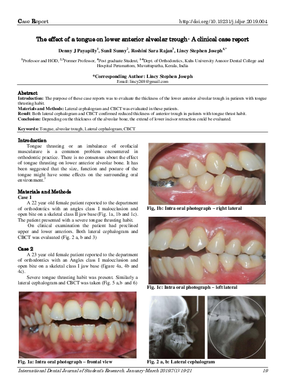 (PDF) The effect of a tongue on lower anterior alveolar trough- A ...