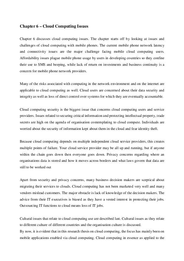 (PDF) Chapter 6 - Cloud Computing Issues