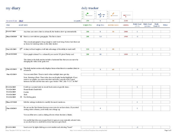(XLS) Diary-template