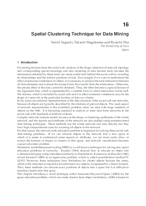 (PDF) Spatial Clustering Technique for Data Mining