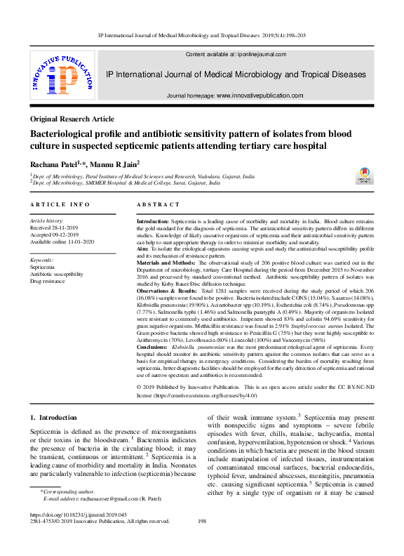 (PDF) Bacteriological profile and antibiotic sensitivity pattern of ...