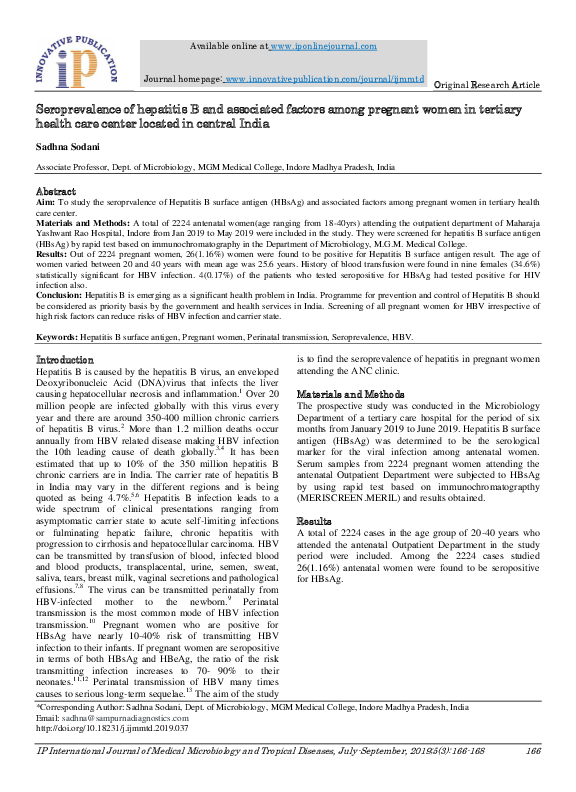 (PDF) Seroprevalence of hepatitis B and associated factors among ...