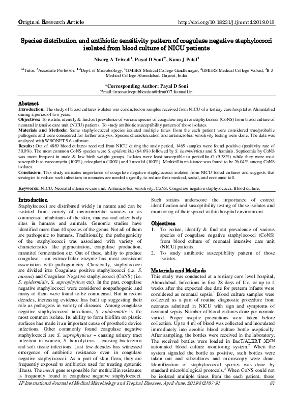(PDF) Species distribution and antibiotic sensitivity pattern of ...