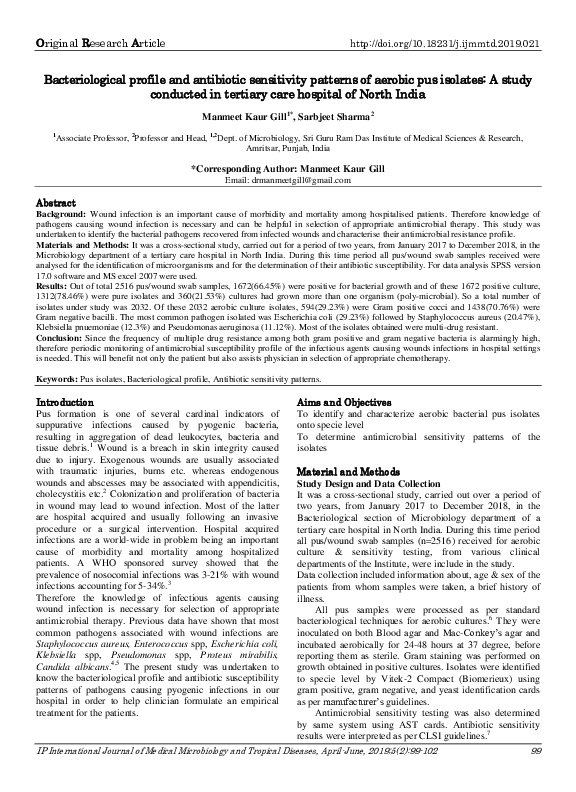 (PDF) Bacteriological profile and antibiotic sensitivity patterns of ...