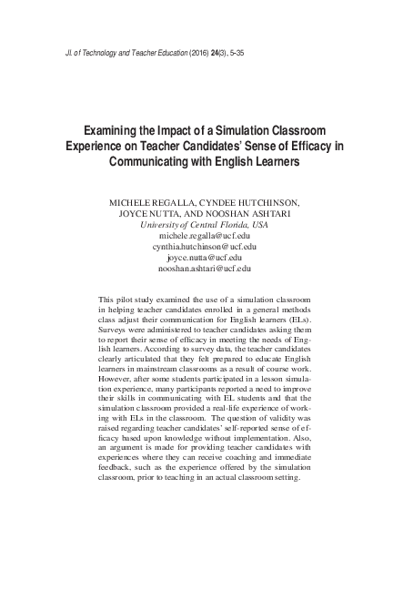 (PDF) Examining the Impact of a Simulation Classroom Experience on ...
