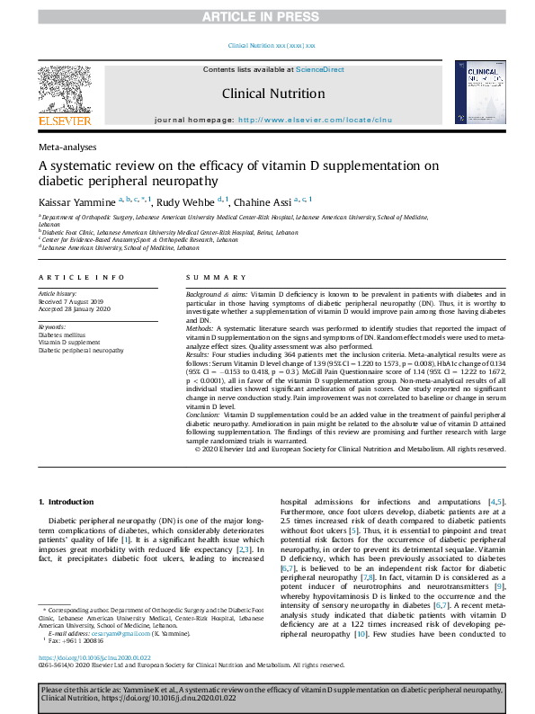 (PDF) Meta-analyses A systematic review on the efficacy of vitamin D ...