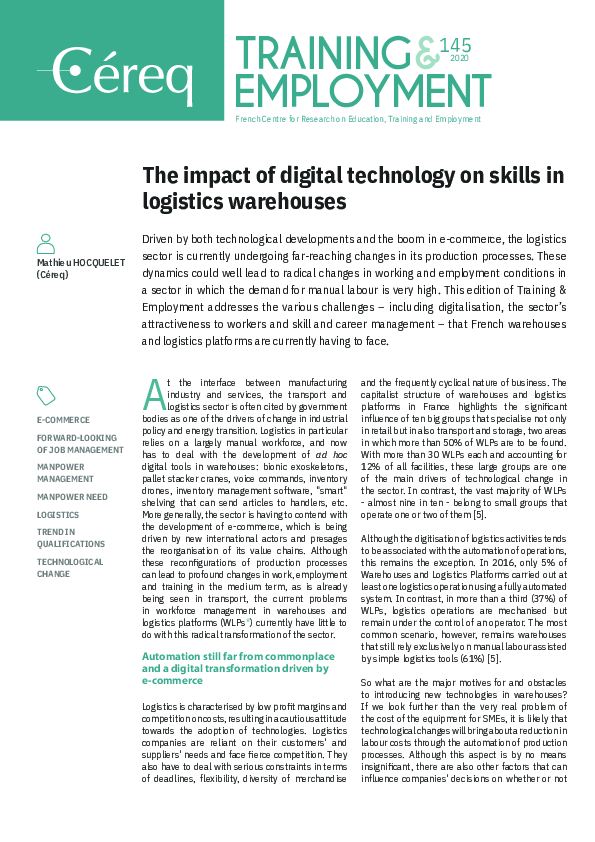 (PDF) The impact of digital technology on skills in logistics warehouses