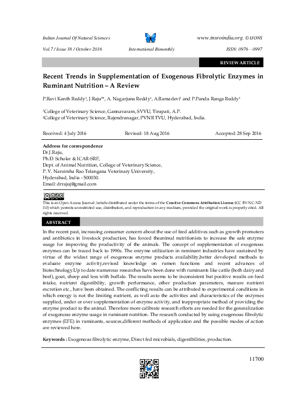 (PDF) Recent Trends in Supplementation of Exogenous Fibrolytic Enzymes ...